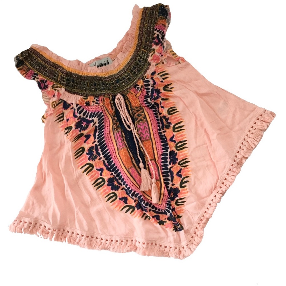 new Meghan LA  ꕥ Kingston Print Fringe Top ꕥ Pink - Picture 5 of 13